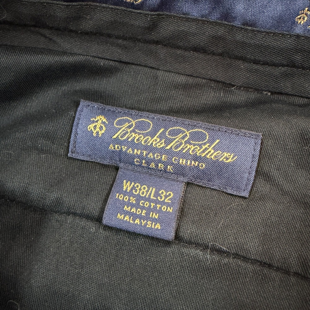 Brooks Brothers Mens 38x30 Advantage Chino Clark Grey Flat Front Cotton Pants - Picture 5 of 10